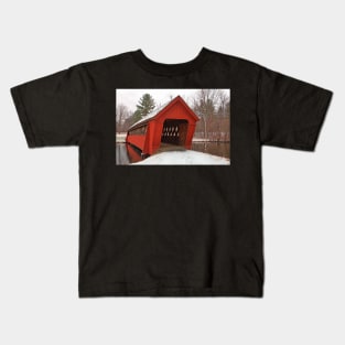 Jack O'Lantern Snow Covered Bridge Kids T-Shirt